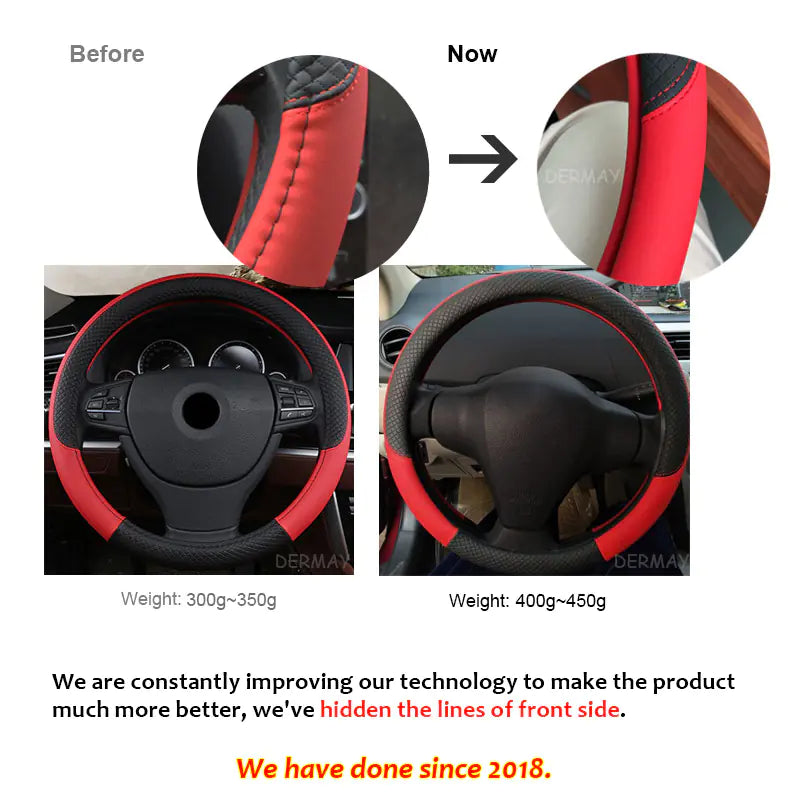 Universal Non-Slip Leather Steering Wheel Cover